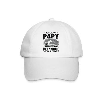 Papy Pétanque Cadeau Humour Boccia Homme Petanque - Casquette classique - blanc/blanc - Devant