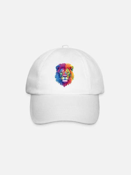 Regenbogen Löwe - Baseballkappe - Weiß/Weiß