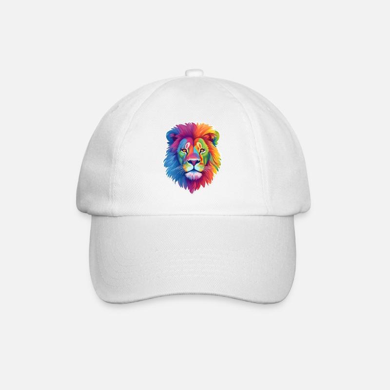 Regenbogen Löwe - Baseballkappe - Weiß/Weiß