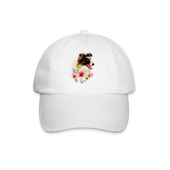 Aquarelle Collie Chien - Casquette classique - blanc/blanc - Devant