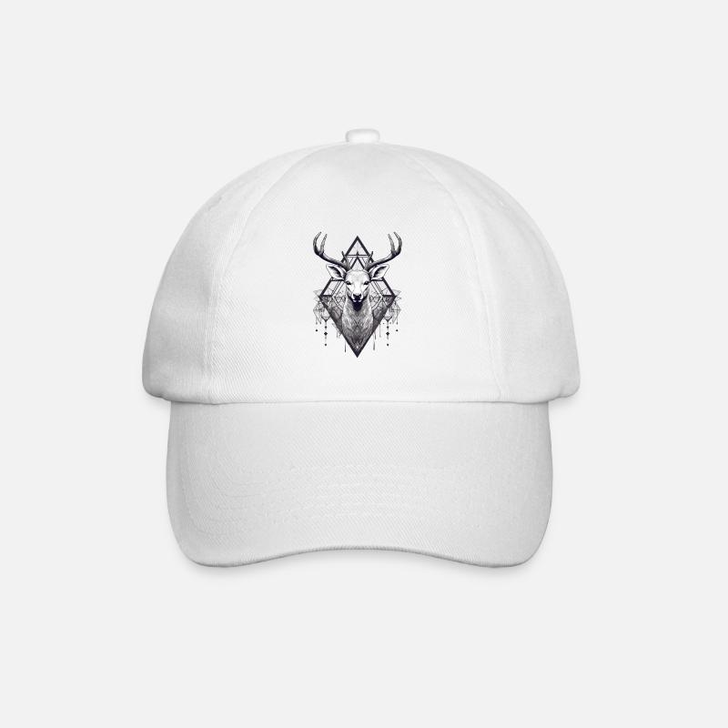 black and white deer boho style - Baseball Cap - white/white