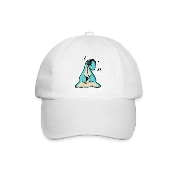 Dinosaure hugadino écoutant de la musique, dinosaure mignon - Casquette classique - blanc/blanc - Devant