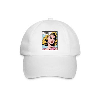 Ich brauche Wein, Pop-Art-Mädchen - Baseballkappe - Weiß/Weiß - Vorne