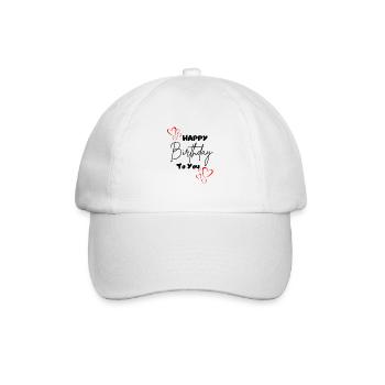 Happy Birthday to you-mit Herzen - Baseballkappe - Weiß/Weiß - Vorne