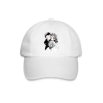 Wedding Watercolor Anime Chibi Bride and Groom - Baseball Cap - white/white - Front