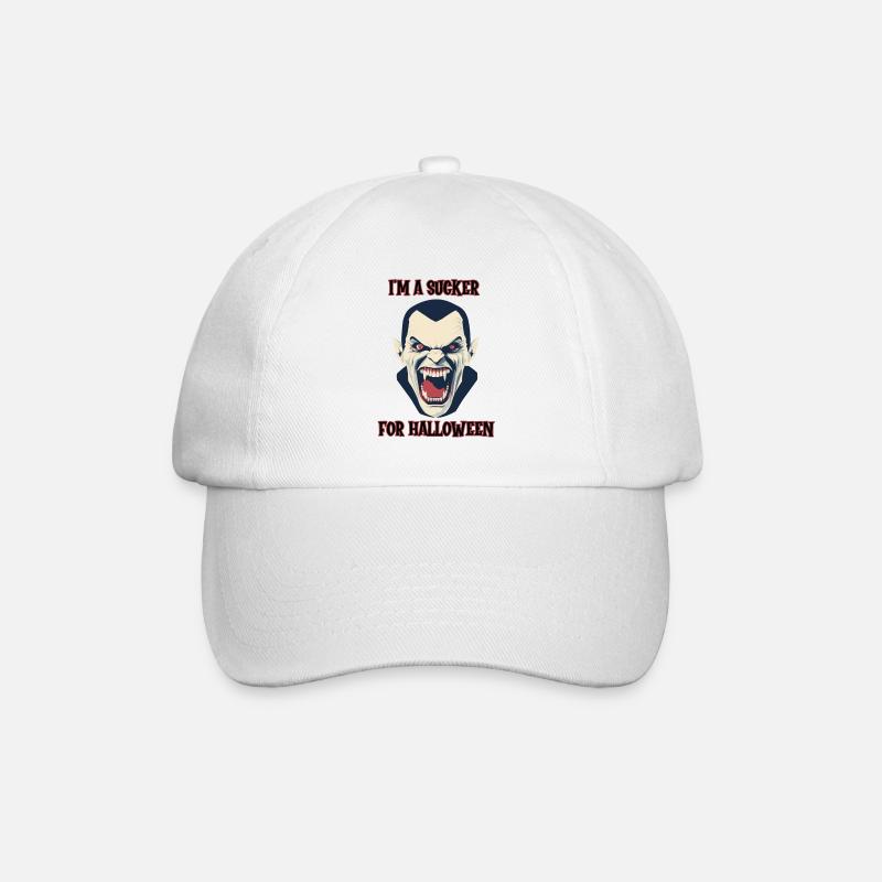 fanged vampire, sucker for Halloween - Baseball Cap - white/white