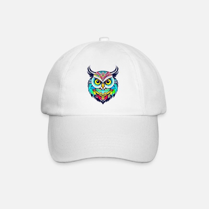 Tête colorée d’un tatouage de hibou mignon - Casquette classique - blanc/blanc