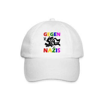 Gegen nazis - Baseballkappe - Weiß/Weiß - Vorne