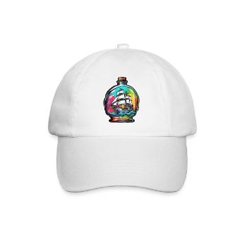 Navire dans une bouteille / Message dans une bouteille / Ahoy / ancre - Casquette classique - blanc/blanc - Devant