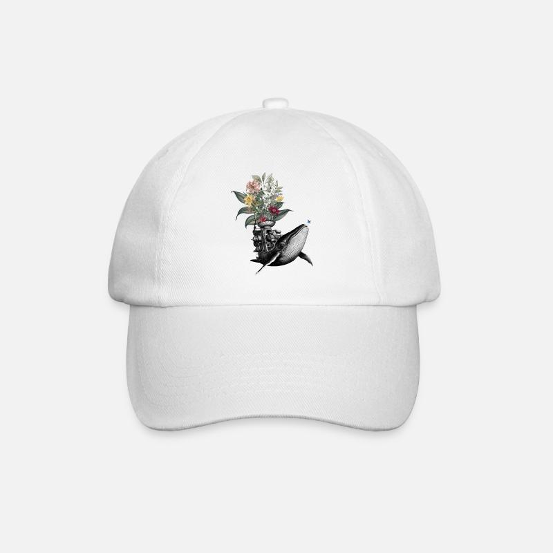 Félicitations – Grenouille, Baleine, Fleurs - Casquette classique - blanc/blanc