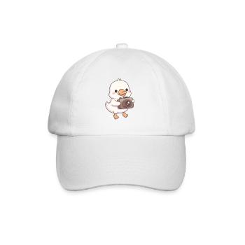 Cute Baby Goose With Camera - Baseball Cap - white/white - Front