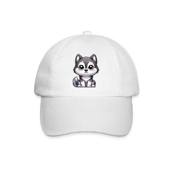 Digital illustration of cute Husky - Baseball Cap - white/white - Front