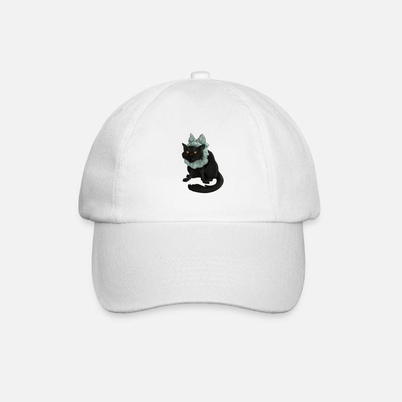 Funny Cat With Bow - Baseballkappe - Weiß/Weiß
