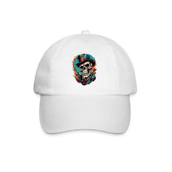Skull / Totenkopf / Skelett / Gothic / Tattoo - Baseballkappe - Weiß/Weiß - Vorne