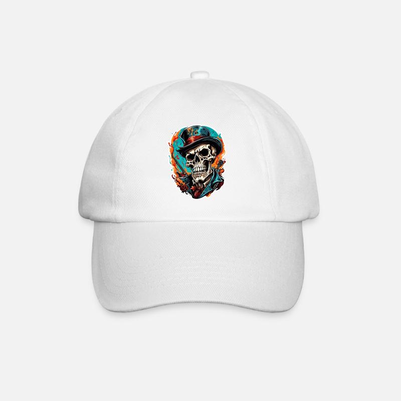 Skull / Skull / Skeleton / Gothic / Tattoo - Baseball Cap - white/white