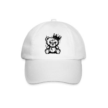 Bear King | Graffiti Street Art Handwritten Shirt - Baseball Cap - white/white - Front