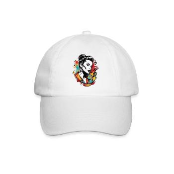 Rockabilly / Pin-up Girl / Frauenpower / 50er - Baseballkappe - Weiß/Weiß - Vorne