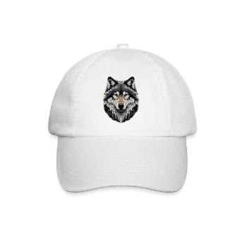 Wolf im Mosaik-Stil - Baseballkappe - Weiß/Weiß - Vorne
