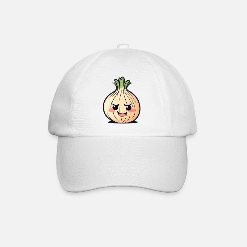 Small Cartoon Onion - Baseball Cap - white/white