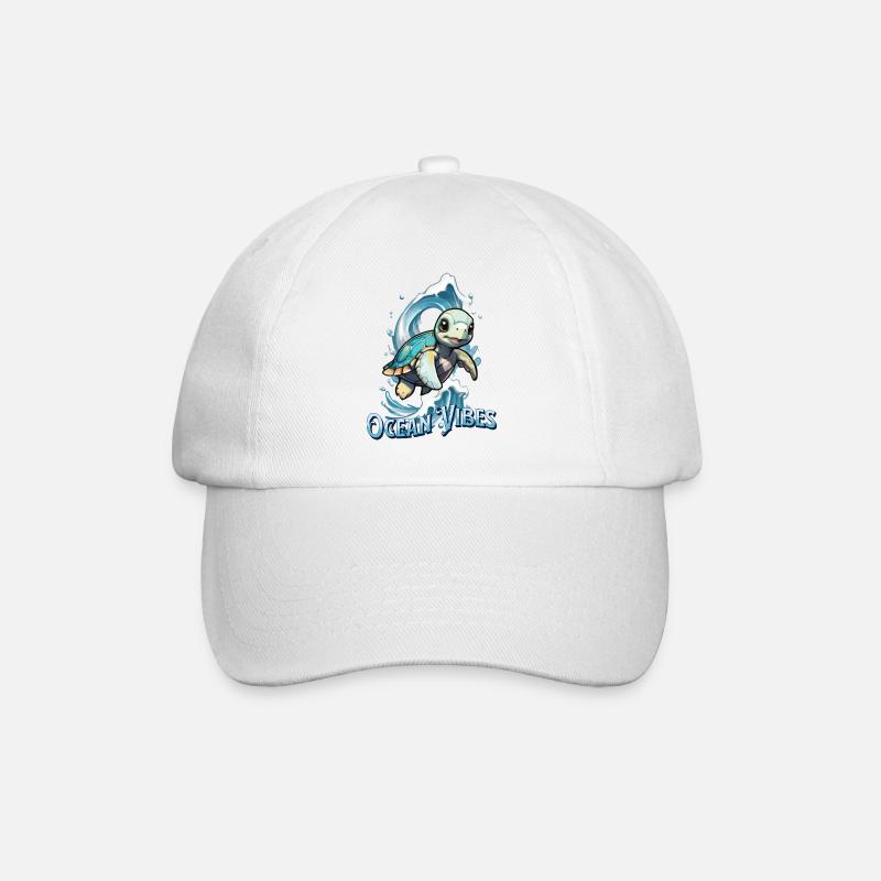 Ocean Vibes Turtle - Baseballkappe - Weiß/Weiß