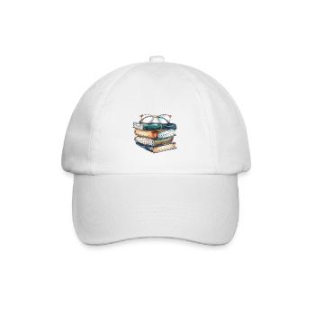 Pile de livres classiques avec des lunettes dessus - Casquette classique - blanc/blanc - Devant