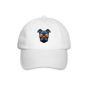 Portrait de chien Staffordshire Bull Terrier - Casquette classique - blanc/blanc - Devant