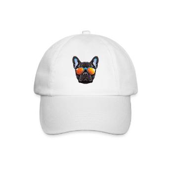 French Bulldog Dog Head - Baseball Cap - white/white - Front