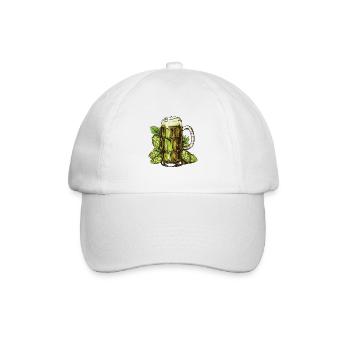 Beer glass hops - Baseball Cap - white/white - Front