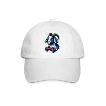 Gambling Goat with Gamepad Gamer - Baseball Cap - white/white - Front