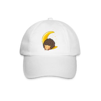 Niedlicher Igel schläft auf dem Mond - Baseballkappe - Weiß/Weiß - Vorne