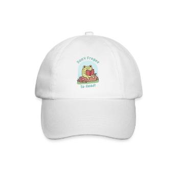 Cute Frog Happily Reading Dont Froget To Read Pun - Baseball Cap - white/white - Front