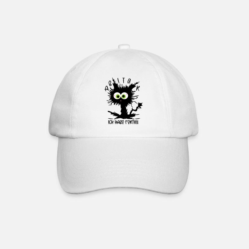 Abitur 2026 - Ich habe fertig - Gestresste Katze - Baseballkappe - Weiß/Weiß