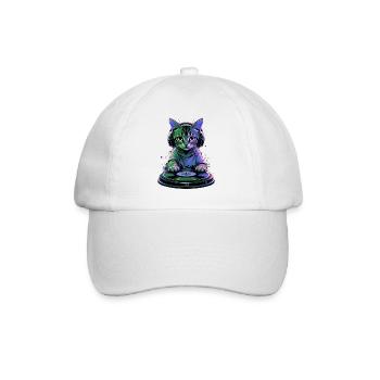 Kitten DJ 🎧 - Baseball Cap - white/white - Front