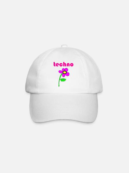 techno blume - Baseballkappe - Weiß/Weiß
