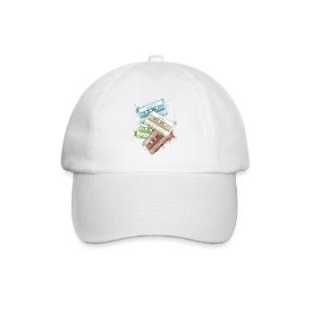 Retro Watercolor Tapes Cassettes Oldschool Mixtapes - Baseball Cap - white/white - Front