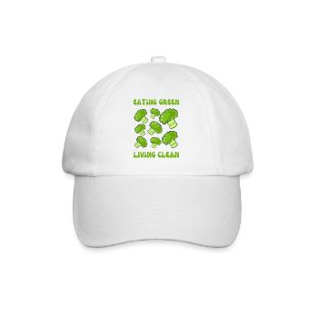Vegetarian, eating green, living clean - Baseball Cap - white/white - Front