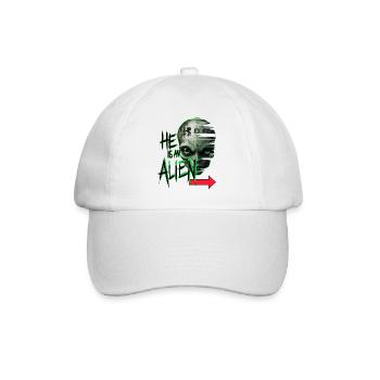 er ist ein Alien - Baseballkappe - Weiß/Weiß - Vorne