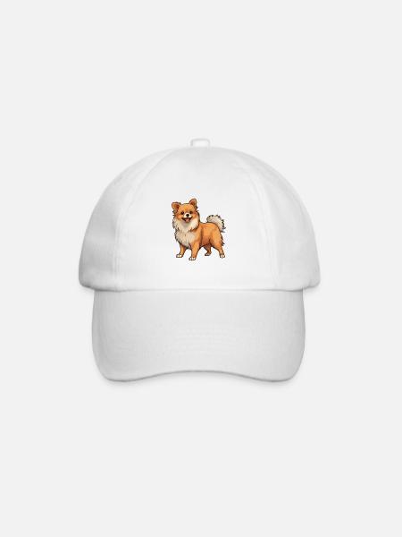 Pomeranian Hund - Baseballkappe - Weiß/Weiß