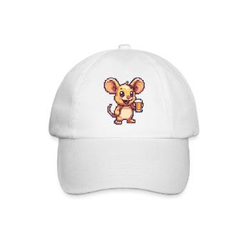 Mouse Beer Pixel - Baseball Cap - white/white - Front