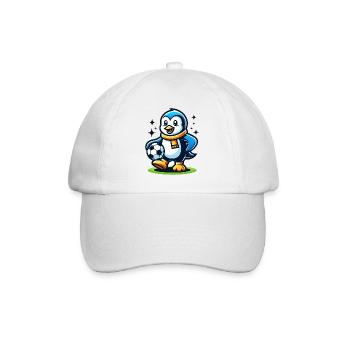 Pinguin Fußballspieler Meister Fan Vogel Ball - Baseballkappe - Weiß/Weiß - Vorne