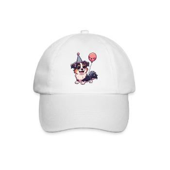 Border Collie Chiens Anniversaire Bande dessinée - Casquette classique - blanc/blanc - Devant