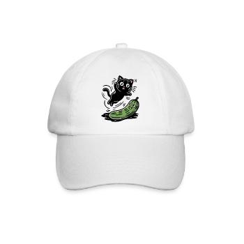 Scared Cat and Cucumber - Baseball Cap - white/white - Front