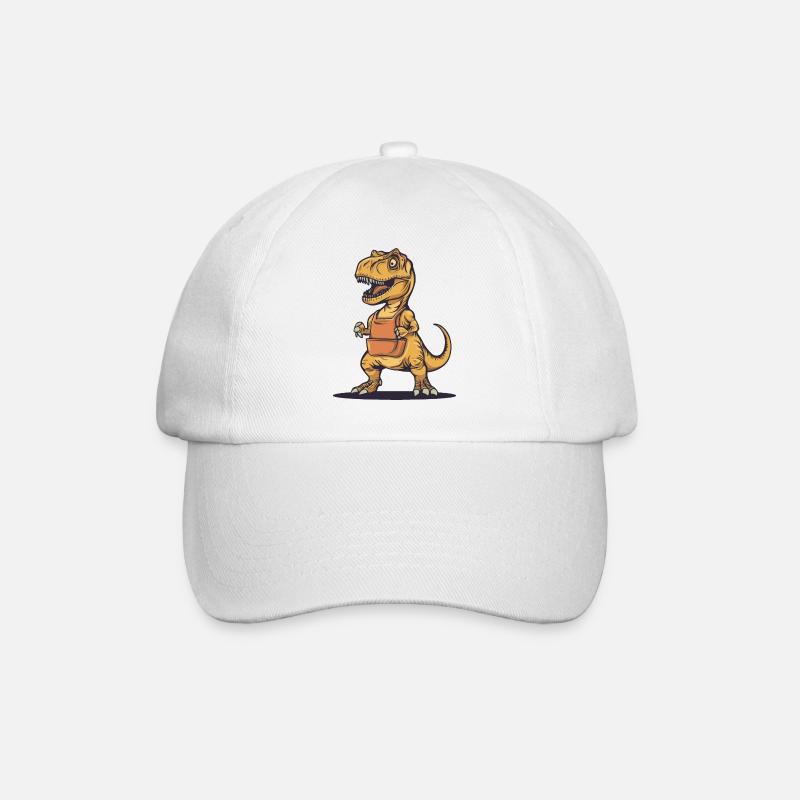 Humorvoller Dinosaurier mit Schürze - Baseballkappe - Weiß/Weiß