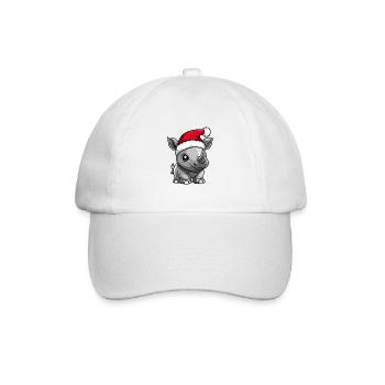 Rhinocéros Noël mignon - Casquette classique - blanc/blanc - Devant