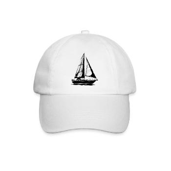 Segelboot Skizze - Baseballkappe - Weiß/Weiß - Vorne