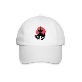 Tokio Japan Pagode Stadt Skyline Sonne Berg - Baseballkappe - Weiß/Weiß - Vorne