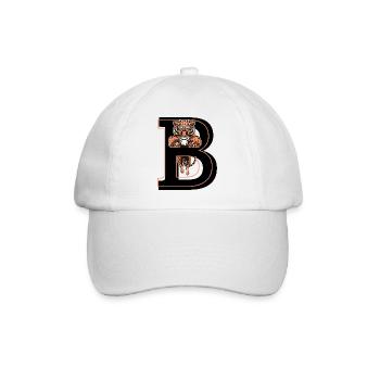 Buchstabe b Tiger - Geschenkidee - Baseballkappe - Weiß/Weiß - Vorne