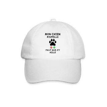 Mon Chien m appelle faut que j y aille - Casquette classique - blanc/blanc - Devant