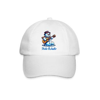 schneemann gitarre winter - Baseballkappe - Weiß/Weiß - Vorne