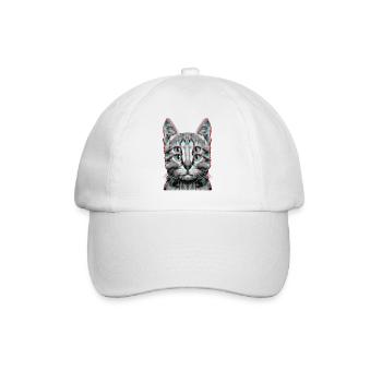 Glitch Weird Cat Kitten Optical Illusion - Baseball Cap - white/white - Front